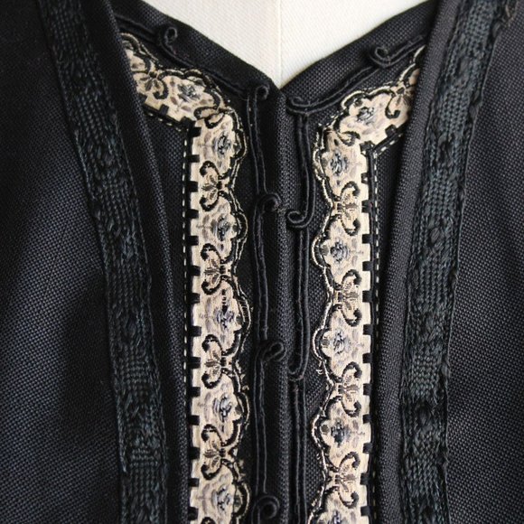 Vintage Antique 1800s Womens Victorian Jacket, Large Size Black Silk Edwardian - Picture 3 of 10